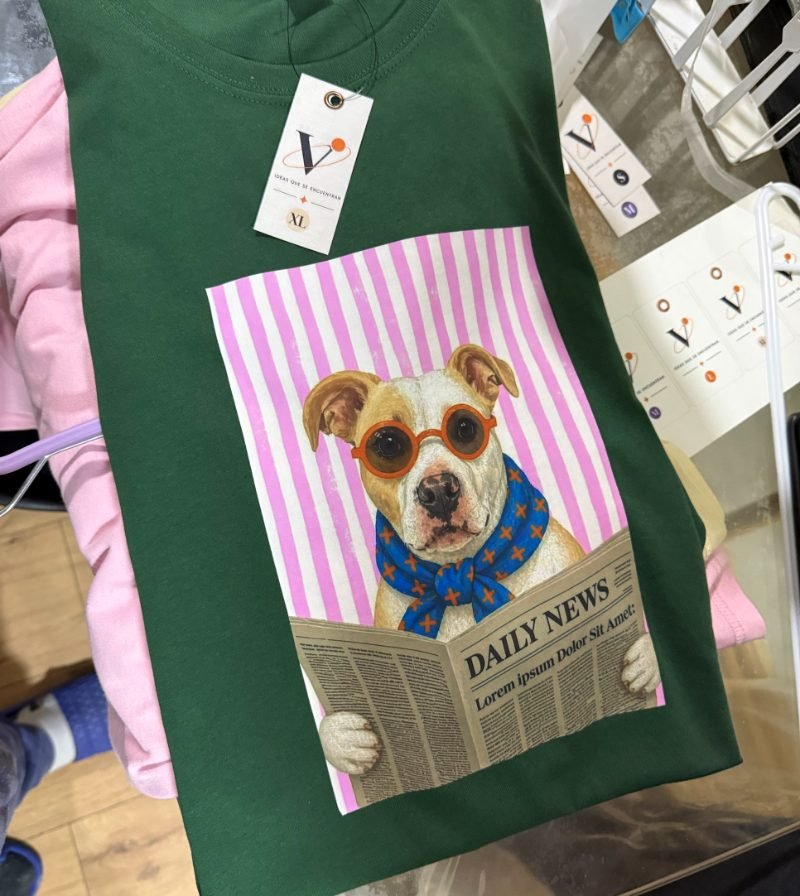 Polera de algodón con diseño personalizado de perrito